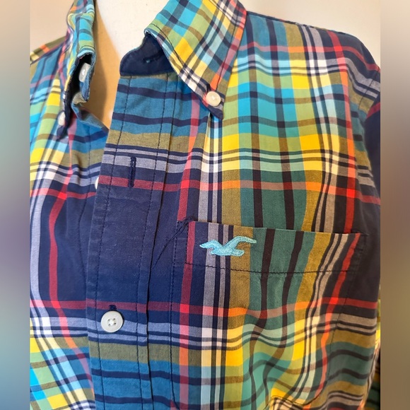 Sz XL Men’s Hollister button front vintage plaid shirt cotton - Picture 2 of 7